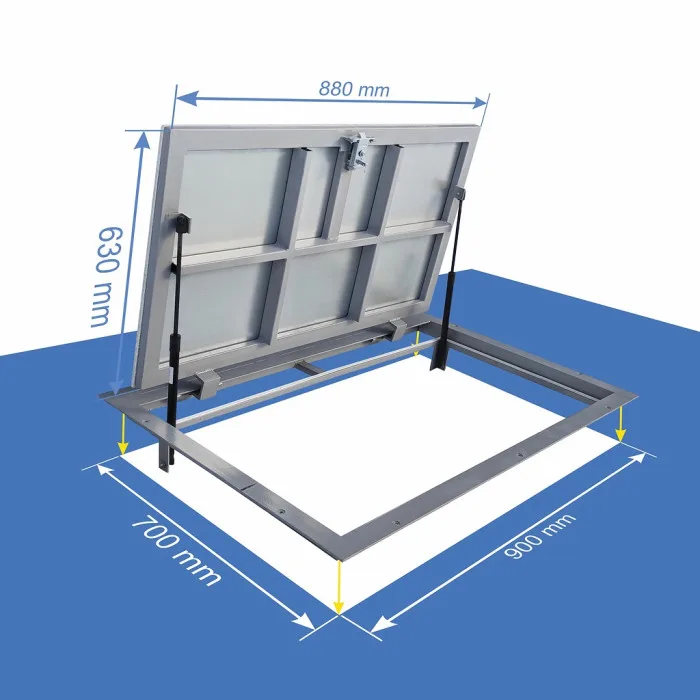70 × 90P - Grindų liukas po plytele Aliuminis
